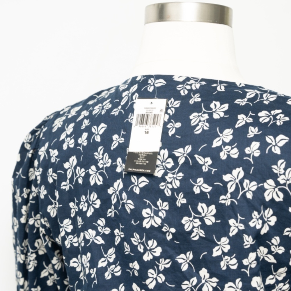 Lauren Ralph Lauren. 80s Puff Sleeve Floral Cotton Voile Dress. - Picture 11 of 13